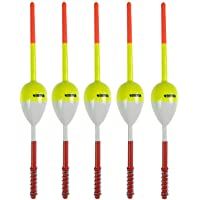 THKFISH Flotadores de Pesca Bobbers de Pesca Flotadores De Madera De Balsa 5piezas Amarillo-Rojo
